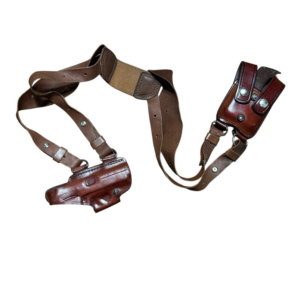 Don Hume Leather Holster Straps Belt‎ Holder Dbl Ammo Magazine Pouch